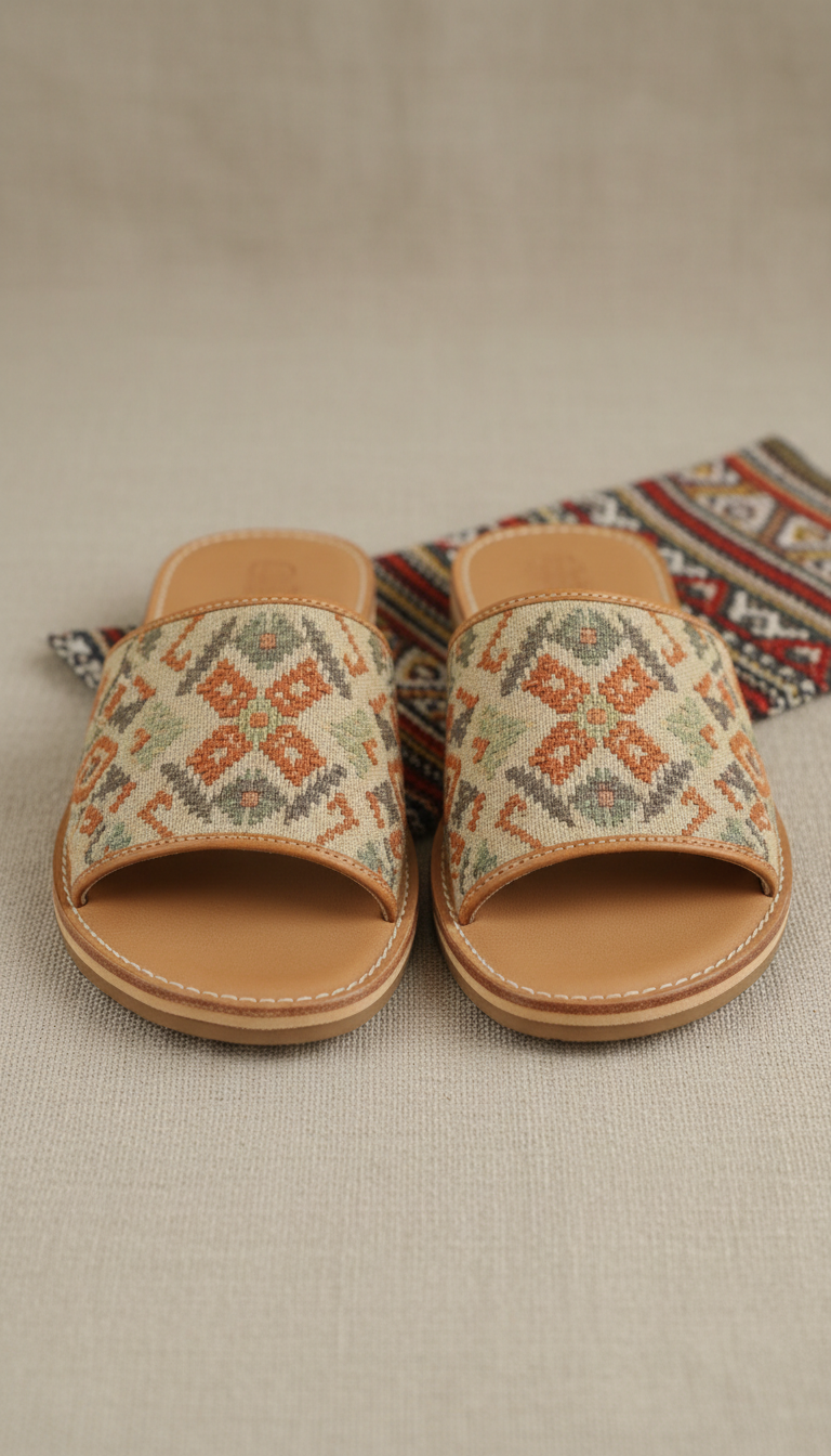 Folk Motif Khilta Slip-On